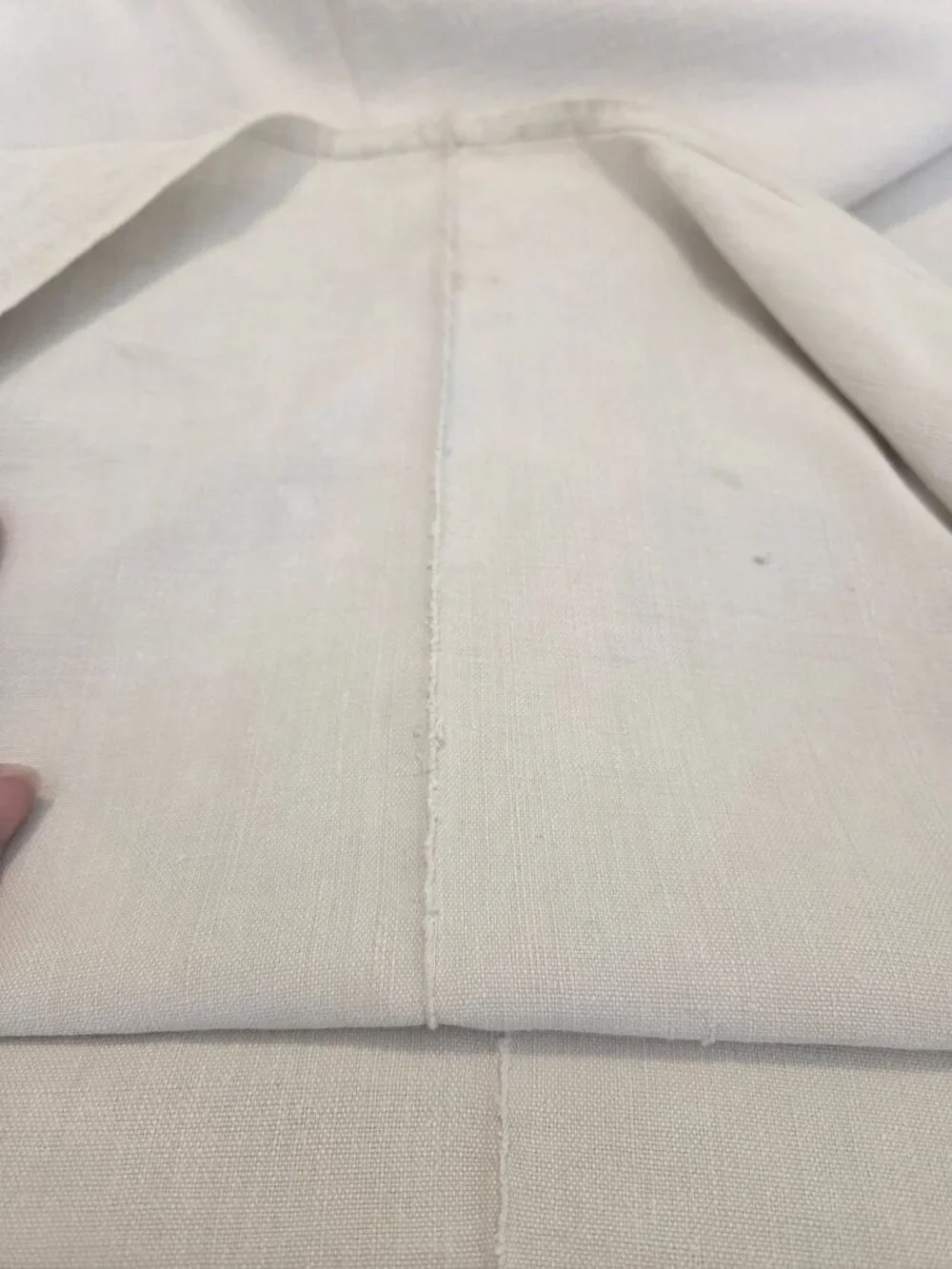 Large Antiq French Linen Metis Sheet 116" X 170" Cream Woven Bedding Fabric - Picture 6 of 9